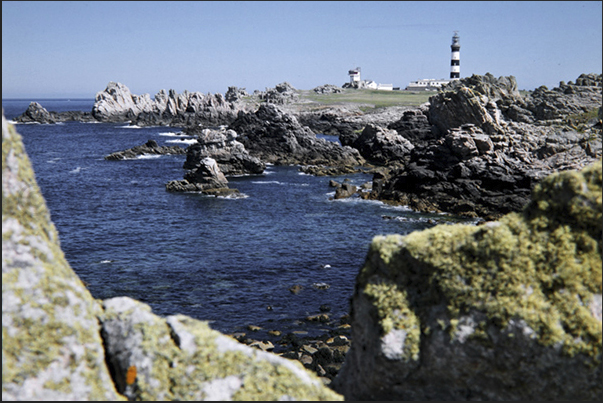 The wild north coast of the island on which dominates the Creac-h lighthouse, one of the most important lighthouses in the world