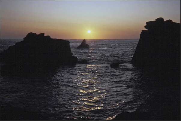 Sunset as seen from the west coast of the island