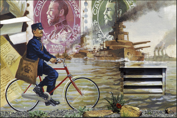 The postman delivers letters arrived from the war front The postman delivers letters arrived from the war front