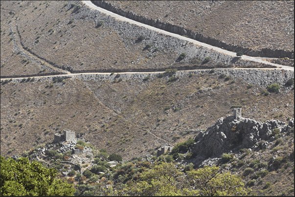 Ancient medieval towers above Agios Kyprianos