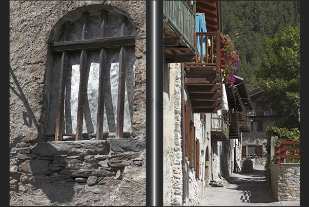 Streets of the Alpine village of Signols near Savoulx