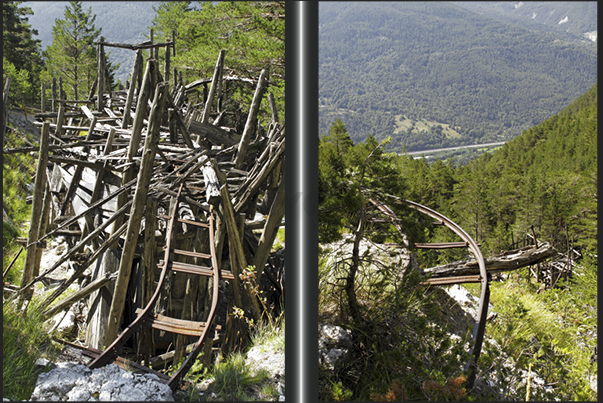 The ruins of the cable car, departure of the carts filled of minerals (1600 m) The ruins of the cable car, departure of the carts filled of minerals (1600 m)