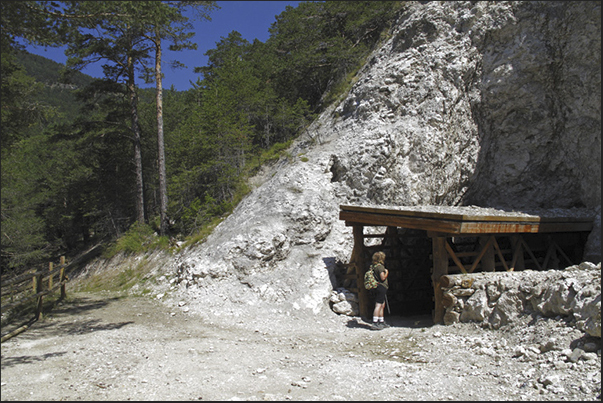 Entrance to the mining area where are the large rock columns Entrance to the mining area where are the large rock columns