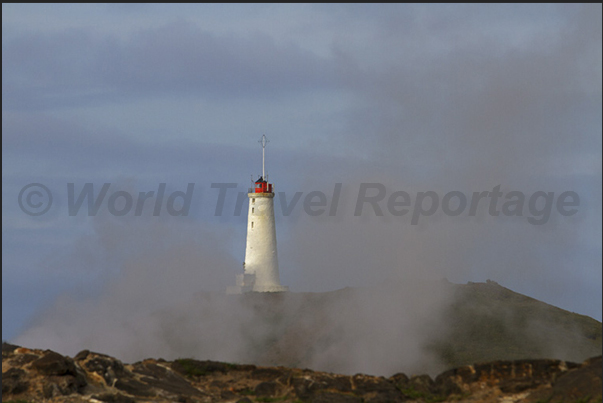 Southwestern tip. Fumaroles on the cliff near the Reykjanes lighthouse