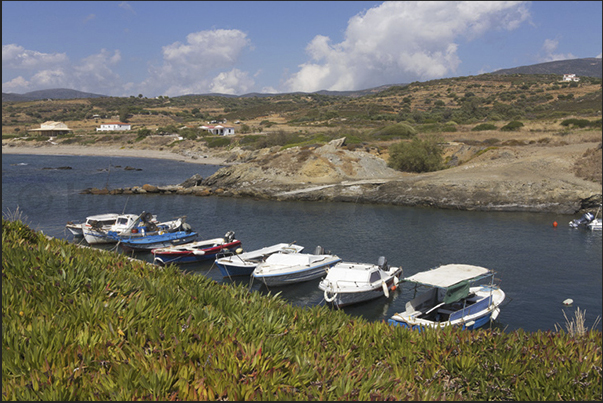 Fishing boats moored sheltered from the wind and storm surges