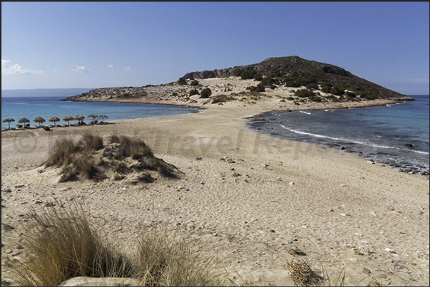 Elafonisos Island. Mikros Simos Bay (left) and Meghalos Simos Bay (right)