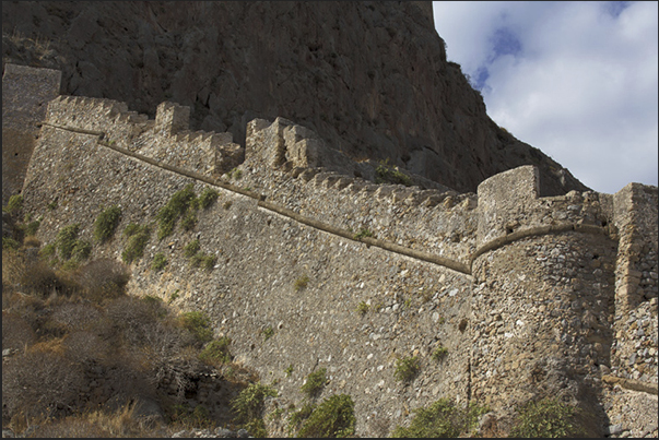 The walls of the medieval town of Monemvasia The walls of the medieval town of Monemvasia
