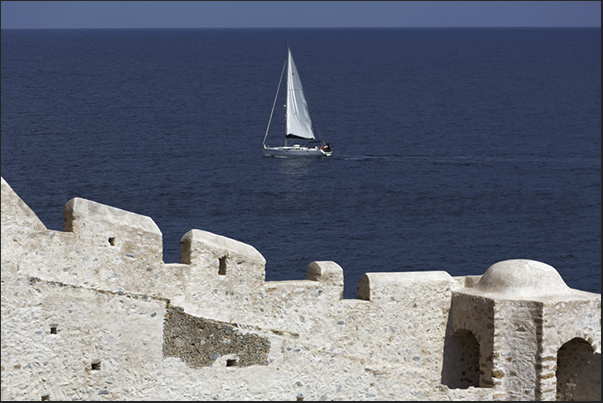 The walls of the medieval town of Monemvasia The walls of the medieval town of Monemvasia