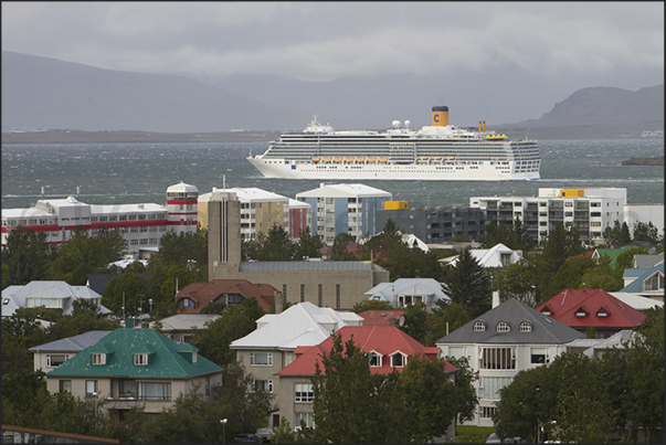 Cruise ship in the port of Reykjavik Cruise ship in the port of Reykjavik