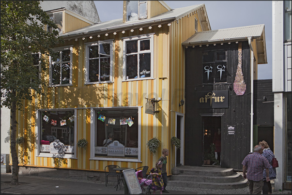 Laugavegur road. The shopping street