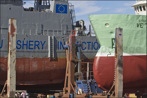 The shipyard where repair the military ships but also the great fishing boats The shipyard where repair the military ships but also the great fishing boats
