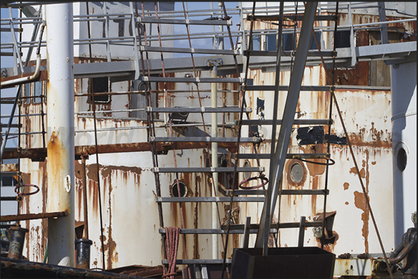 The deposit of old oceanic fishing boats The deposit of old oceanic fishing boats