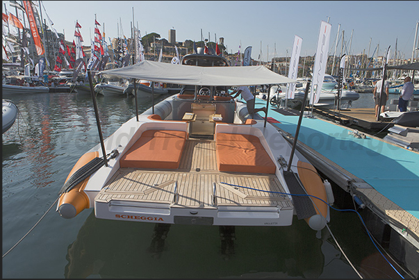 94 rubber boats (RIB) on display in the Old Port of Cannes