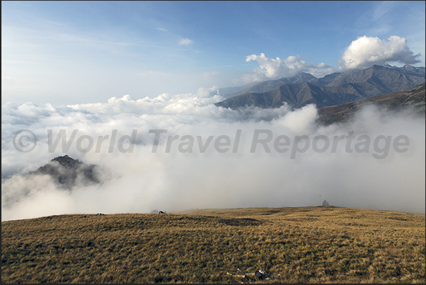 Valleys of Biella covered by clouds