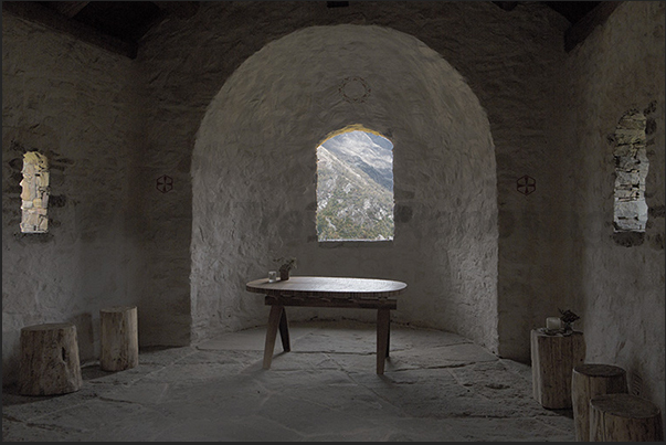 The interior of Maria Hermitage near Alpe Montuccia (1397 m)