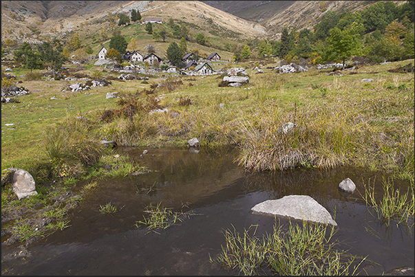 The village of Alpe Artignaga (1390 m) near the sources of Sessera River