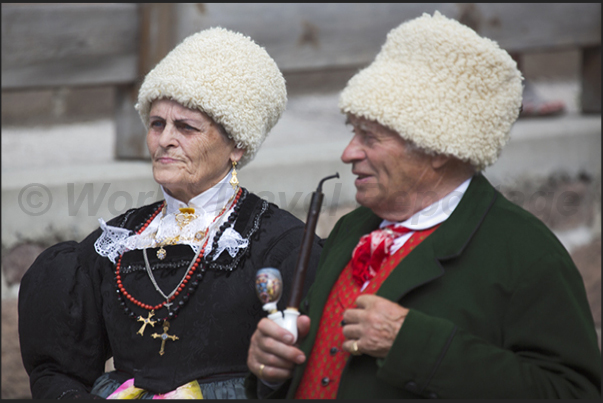 Popular festivities in Selva of Val Gardena with costume parades, dances and music