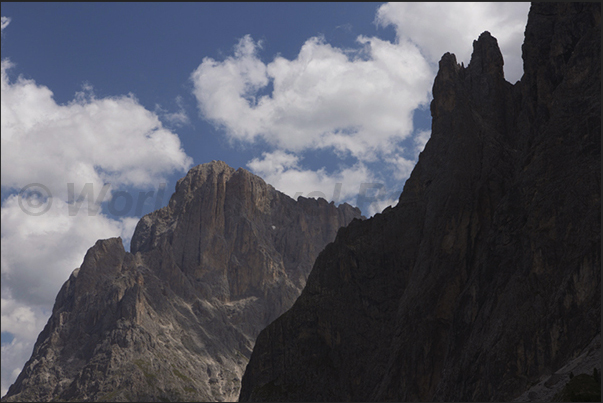 Panorama of the Dolomite Group of Sassolungo Panorama of the Dolomite Group of Sassolungo