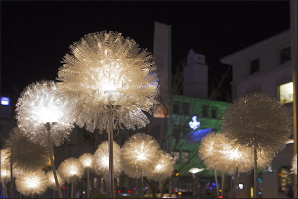 Flowers of light created with plastic glasses