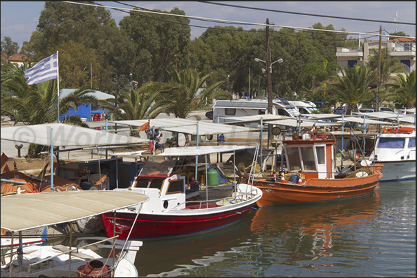The fishing port of Nea Kios, before arriving to the city of Nafplio The fishing port of Nea Kios, before arriving to the city of Nafplio