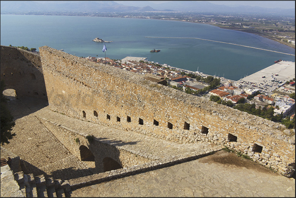 The Venetian castle built on the hill overlooking the town of Nafplio The Venetian castle built on the hill overlooking the town of Nafplio