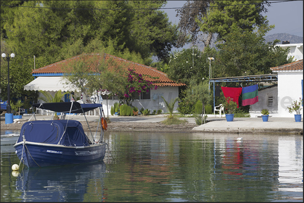 The houses close to the sea in the Bay of Drepano