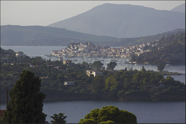 The town of Poros in front of the coast of mainland Greece The town of Poros in front of the coast of mainland Greece