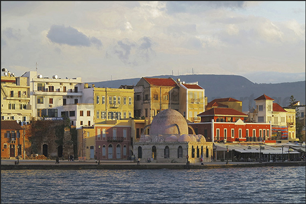 The old town of Chania with Venetian buildings The old town of Chania with Venetian buildings