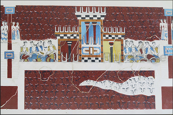 Knossos Palace was decorated with wall paintings representing scenes of life and mythological scenes at the Minoan Era Knossos Palace was decorated with wall paintings representing scenes of life and mythological scenes at the Minoan Era