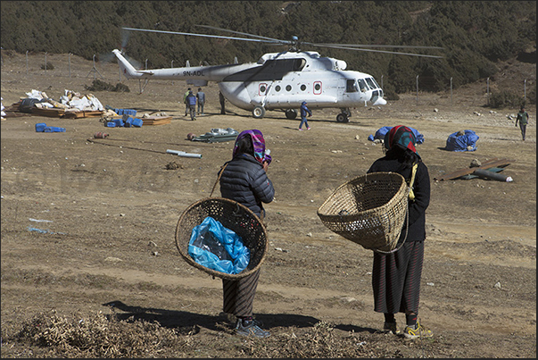 The small airport, used by helicopters, Syangboche above Namche Bazaar