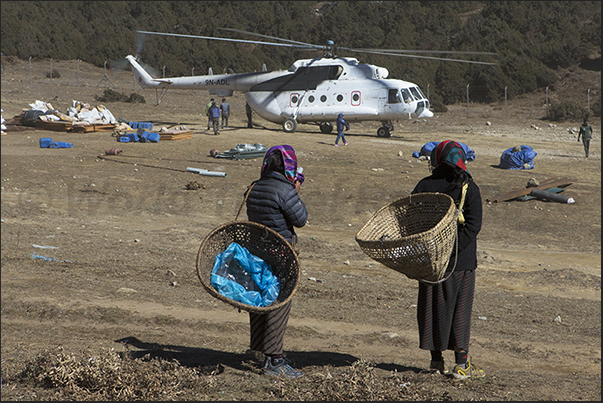 The small airport, used by helicopters, Syangboche above Namche Bazaar The small airport, used by helicopters, Syangboche above Namche Bazaar