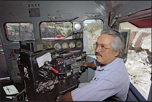 The driver of the Pacific Railway locomotif The driver of the Pacific Railway locomotif