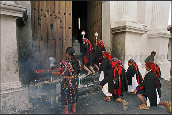 Chichicastenango, the entrance to a confradias Chichicastenango, the entrance to a confradias