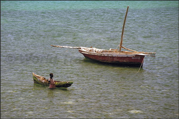 The simple fishing boats used by the fishermen of the island The simple fishing boats used by the fishermen of the island