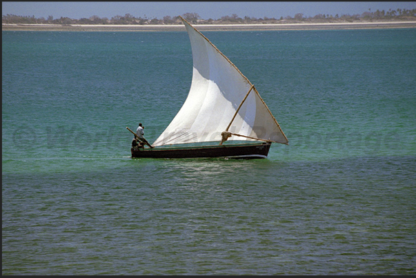 Typical sailing boat, in navigation along the coast Typical sailing boat, in navigation along the coast