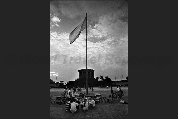 Hanoi. Sunset on the mausoleum of Ho Chi Minh