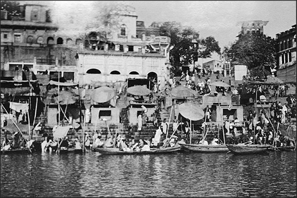 India. Benares town. On the banks of the Ganges