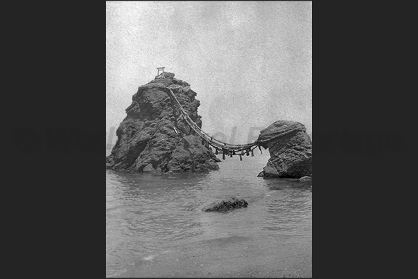 Futami coast. Meoto Iwa (Husband and wife rocks) represent the union of the two gods creators of Japan Futami coast. Meoto Iwa (Husband and wife rocks) represent the union of the two gods creators of Japan