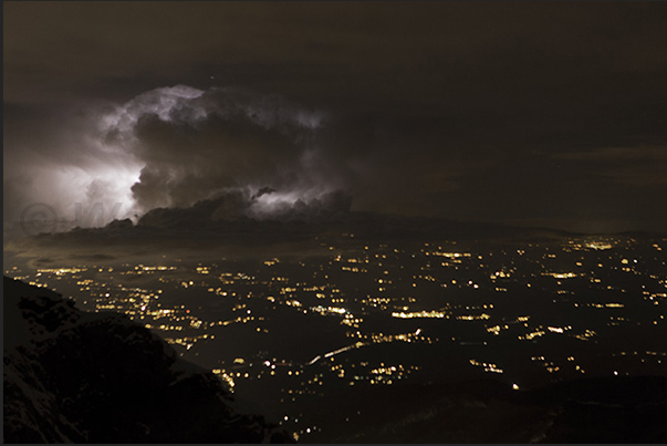 Thunderstorms over Toulouse from Pic du Midi de Bigorre astronomical observatory (2877 m)