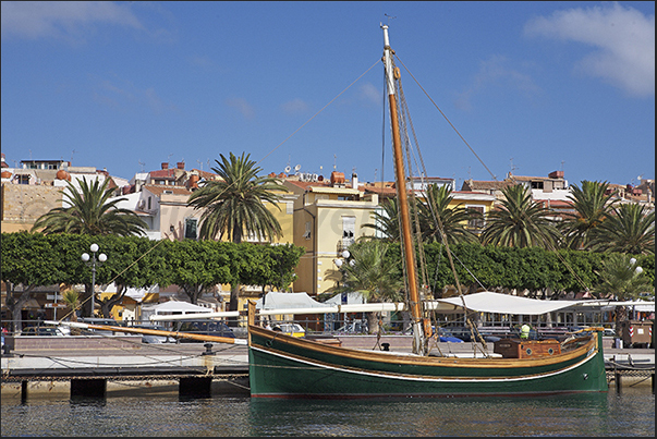 Saint Pietro Island, Carloforte harbor. The boat that once transported minerals from the coasts to merchant ships