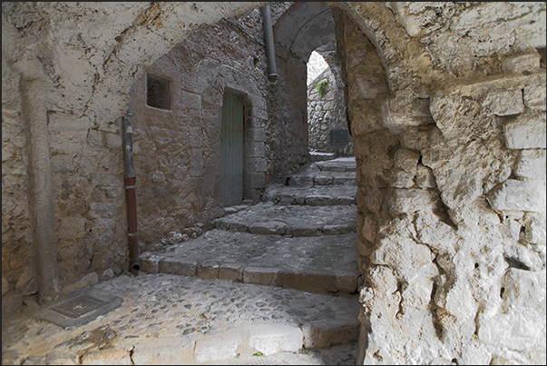 The medieval village of Gorbio. The ancient alleys that cross the village