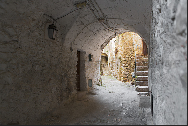 The medieval village of Gorbio. The ancient alleys that cross the village