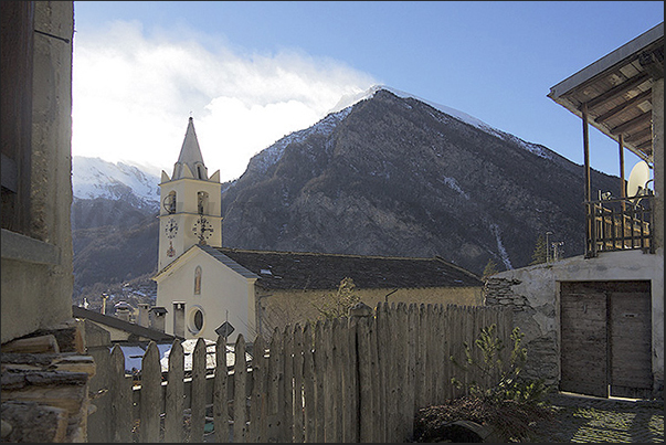 Usseaux village. Saint Paul church