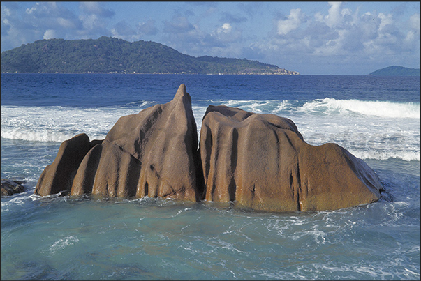 The big island of Praslin opposite the western shores of the island of La Digue