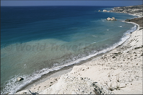 The spectacular bay of Petra Tou Romiou known as Aphrodite's Rock The spectacular bay of Petra Tou Romiou known as Aphrodite's Rock