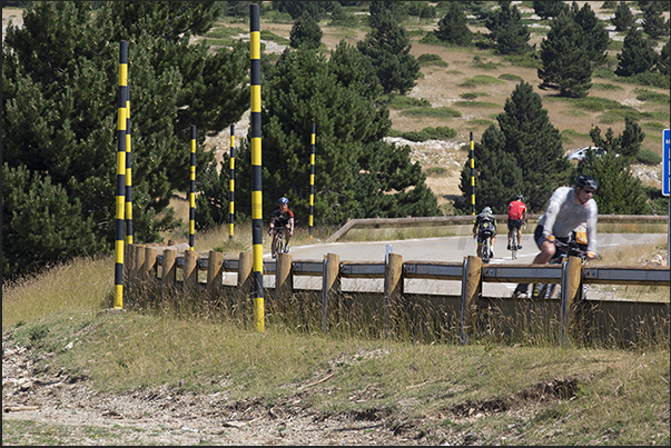 Every year there are thousands of cyclists who climb the strenuous road to the top of the mountain Every year there are thousands of cyclists who climb the strenuous road to the top of the mountain