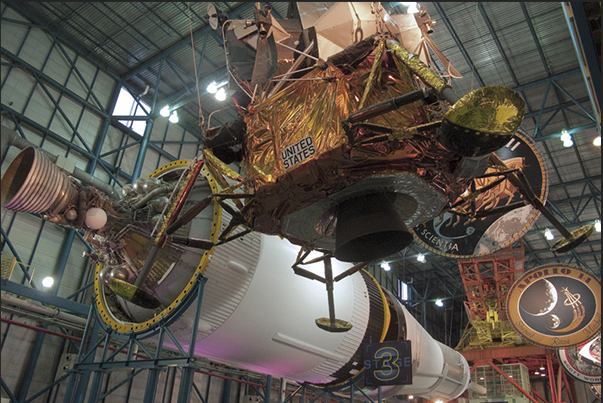 Cape Kennedy Space Center. The LEM lunar module that landed on the moon, along with the Apollo spacecraft Cape Kennedy Space Center. The LEM lunar module that landed on the moon, along with the Apollo spacecraft
