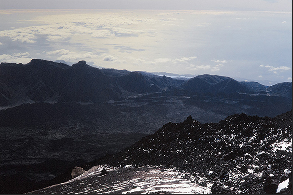 Ancient lava flows reach the Atlantic Ocean on the west coast of the island