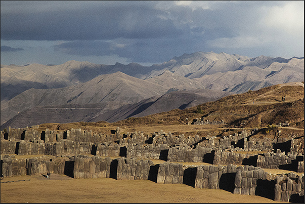 Sacsayhuaman archaeological site along the road from Cuzco to the Chinchero plateau Sacsayhuaman archaeological site along the road from Cuzco to the Chinchero plateau
