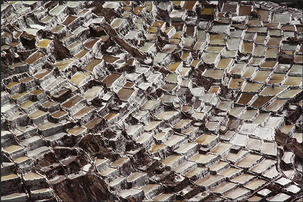 Salt pans of Maras, dating back to the Inca era, to extract the salt from the water descending from the Qaqawinay mountain